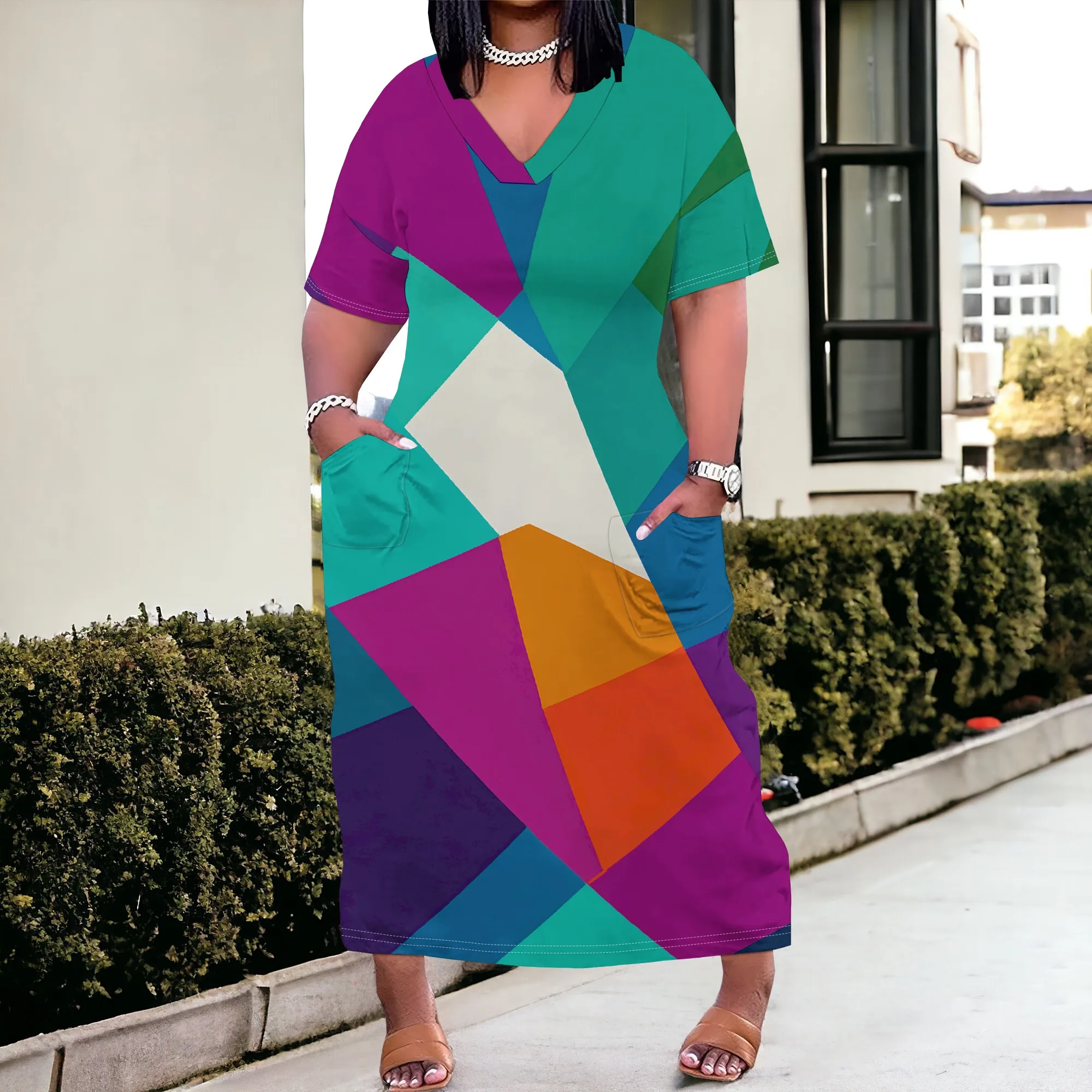 Plus Size Color Block Geometric Dress XL-6XL – V-Neck Casual Pocket Style for Street or Art Gallery Look
Plus Size Color Block Geometric Dress XL-6XL – V-Neck Casual Pocket Style for Street or Art Gallery Look