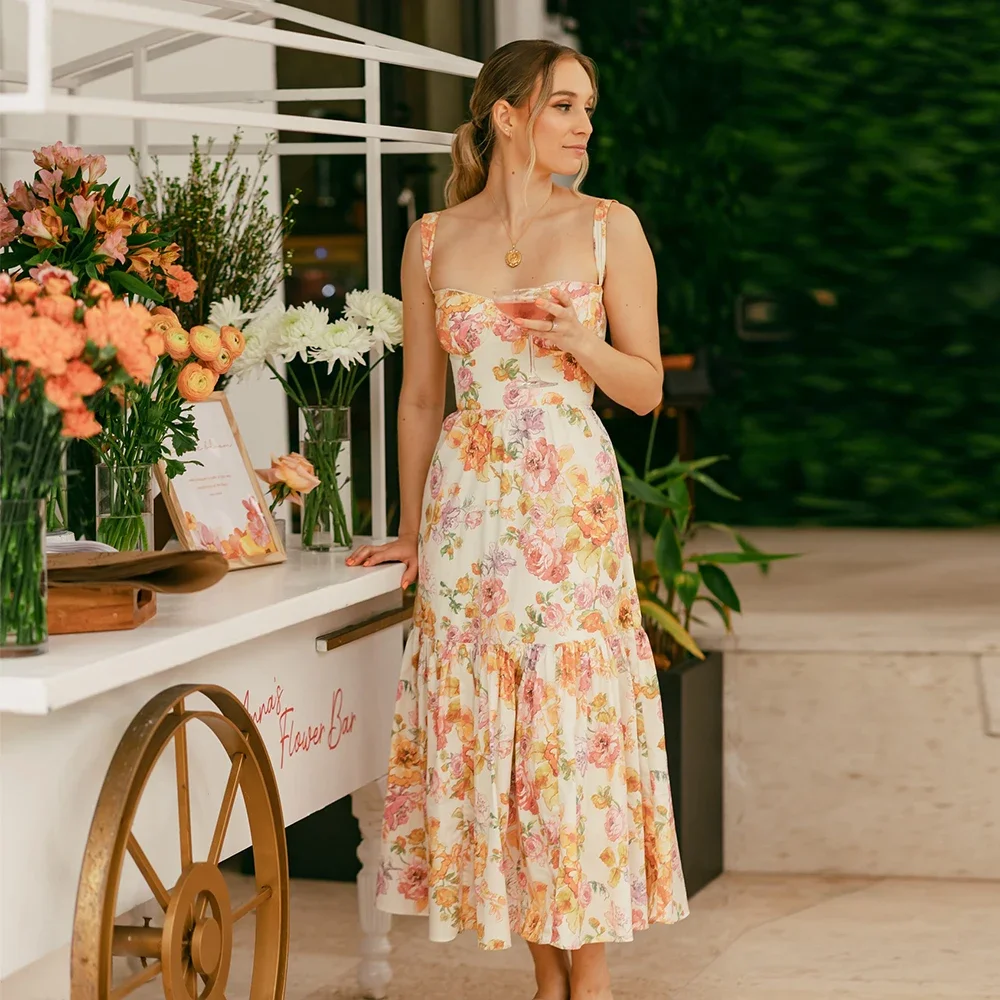 Floral Printed Pleated Midi Dress Women Summer Slim Strapless Sexy Strap Dresses Lady Elegant Evening Party Long Dress Gown 2025
Floral Printed Pleated Midi Dress Women Summer Slim Strapless Sexy Strap Dresses Lady Elegant Evening Party Long Dress Gown 2025