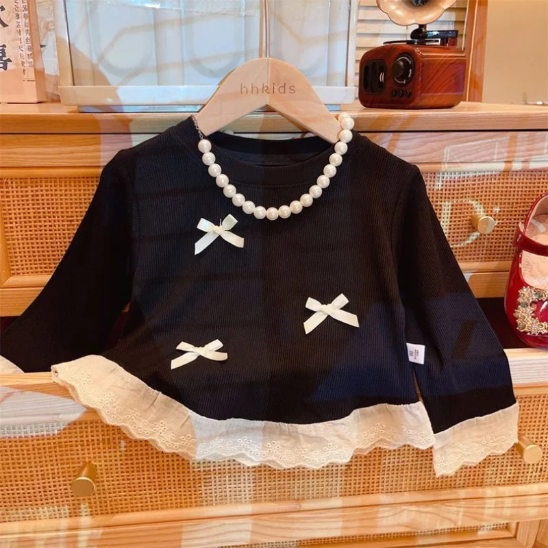 OKH-Girls' Bowknot Lace Trim Long Sleeve Base ShirtTTrendy New Spring and Autumn Baby Girl Fashionable Versatile Top
OKH-Girls' Bowknot Lace Trim Long Sleeve Base ShirtTTrendy New Spring and Autumn Baby Girl Fashionable Versatile Top