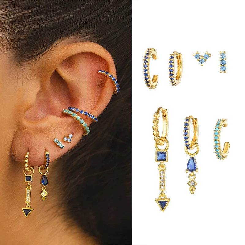 7PCS Royal Crystal Sapphire CZ Pendant Hoop Earring Sets for Women Cute Stackable Zircons Ear Cuffs Piercing Stud Earrings Match
7PCS Royal Crystal Sapphire CZ Pendant Hoop Earring Sets for Women Cute Stackable Zircons Ear Cuffs Piercing Stud Earrings Match