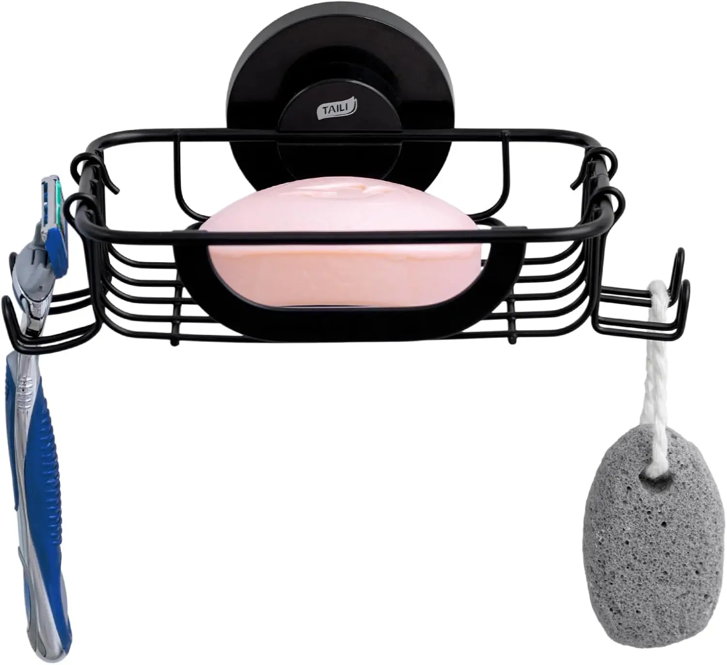 Stainless Steel Shower Soap Holder with Hook and Razor Holder, Suction Cup Bar Soap Dish for Bathroom Wall Accessories in Black
Stainless Steel Shower Soap Holder with Hook and Razor Holder, Suction Cup Bar Soap Dish for Bathroom Wall Accessories in Black