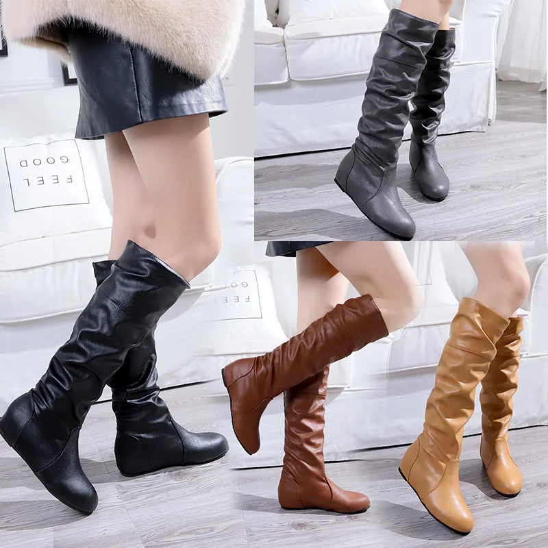 Mid-Calf Boots Spring and Autumn New Leather Boots Long Boots High Tube Women's Boots Black Long Boots
Mid-Calf Boots Spring and Autumn New Leather Boots Long Boots High Tube Women's Boots Black Long Boots