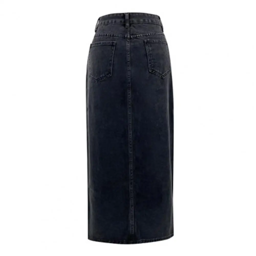 Button Closure Maxi Skirt Denim Maxi Skirt with High Waist Side Slit Design Solid Color Washed Long Skirt with Pockets for Women
Button Closure Maxi Skirt Denim Maxi Skirt with High Waist Side Slit Design Solid Color Washed Long Skirt with Pockets for Women