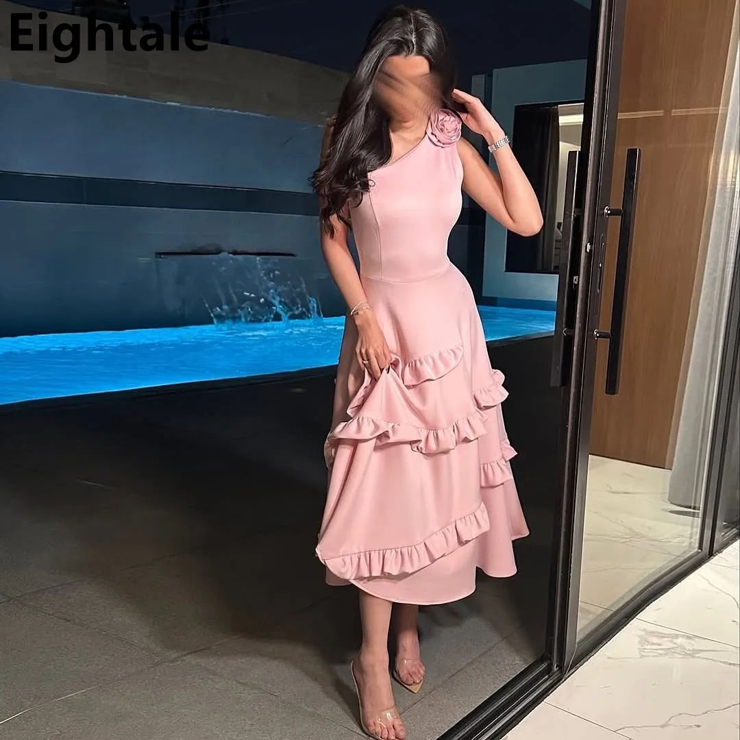 Eightale 2025 Pink Tea Length Evening Dress Wedding Party One Shoulder Flower Prom Dress Saudi Arabic Party Gown Customized
Eightale 2025 Pink Tea Length Evening Dress Wedding Party One Shoulder Flower Prom Dress Saudi Arabic Party Gown Customized