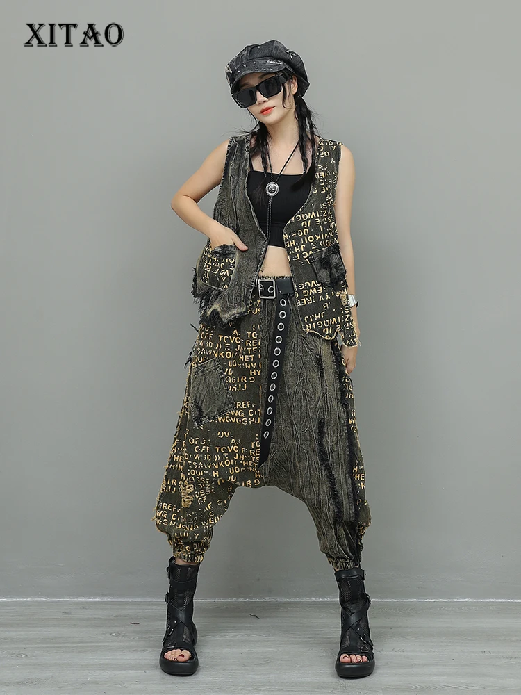 XITAO Trendy Cool Personalized Vintage Color Denim Sets Irregular Vest Haren Pant Two Piece Sets for Women Autumn Loose GJ1214
XITAO Trendy Cool Personalized Vintage Color Denim Sets Irregular Vest Haren Pant Two Piece Sets for Women Autumn Loose GJ1214