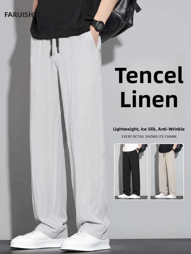 Men's Summer Thin Loose Straight Cotton Linen Casual Long Pants Breathable Drapey Ice Silk Qui Dry Straight Leg Trousers
Men's Summer Thin Loose Straight Cotton Linen Casual Long Pants Breathable Drapey Ice Silk Qui Dry Straight Leg Trousers