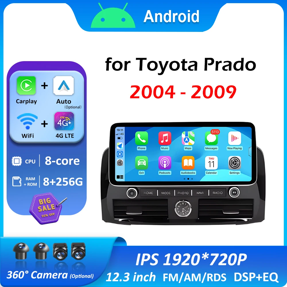 12.3 inch Touch Screen DSP Stereo for Toyota Prado 2004 2005 2006 2007 - 2009 GPS Navigation Autoradio Bluetooth Head Unit WIFI
12.3 inch Touch Screen DSP Stereo for Toyota Prado 2004 2005 2006 2007 - 2009 GPS Navigation Autoradio Bluetooth Head Unit WIFI