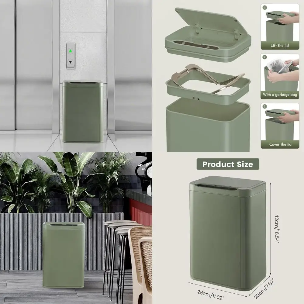 Motion Sensor Trash Can, 5.5 Gallons, Touchless Automatic Waste Bin for Kitchen, Office, Bathroom - Avocado Green
Motion Sensor Trash Can, 5.5 Gallons, Touchless Automatic Waste Bin for Kitchen, Office, Bathroom - Avocado Green