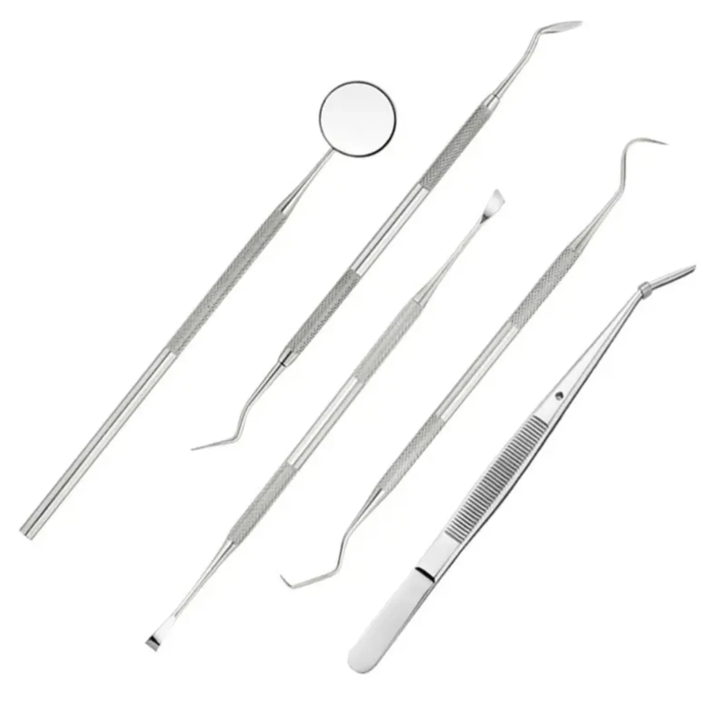 5pcs Stainless Steel Dental Tools Kit | Teeth Cleaning Tools Set With Mouth Mirror | Professional Grade Dental Instruments
5pcs Stainless Steel Dental Tools Kit | Teeth Cleaning Tools Set With Mouth Mirror | Professional Grade Dental Instruments