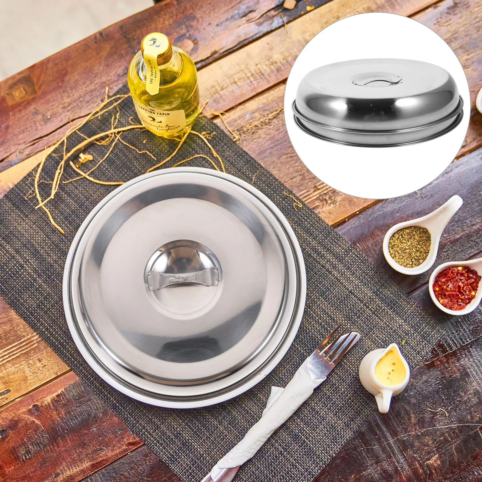 2 Pcs Stainless Steel Pot Lid Protective Dish Cover Home Steak Food Western Plate Metal Covers Lids Kitchen for Hotel
2 Pcs Stainless Steel Pot Lid Protective Dish Cover Home Steak Food Western Plate Metal Covers Lids Kitchen for Hotel