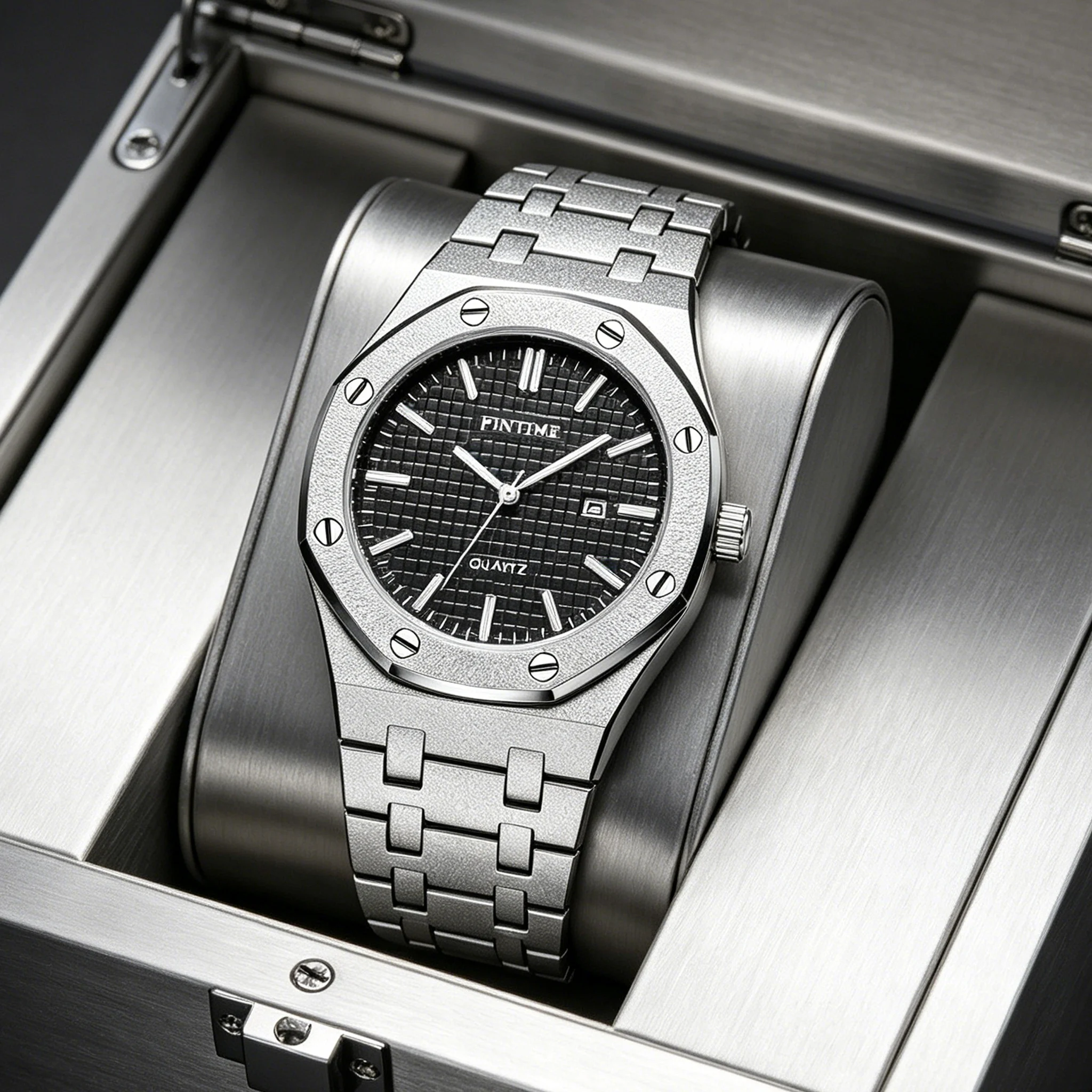 PINTIME Fashion Business Men's Quartz Watch - Checkered Background Dial - Automatically Displays Date - Men's Alloy watch
PINTIME Fashion Business Men's Quartz Watch - Checkered Background Dial - Automatically Displays Date - Men's Alloy watch