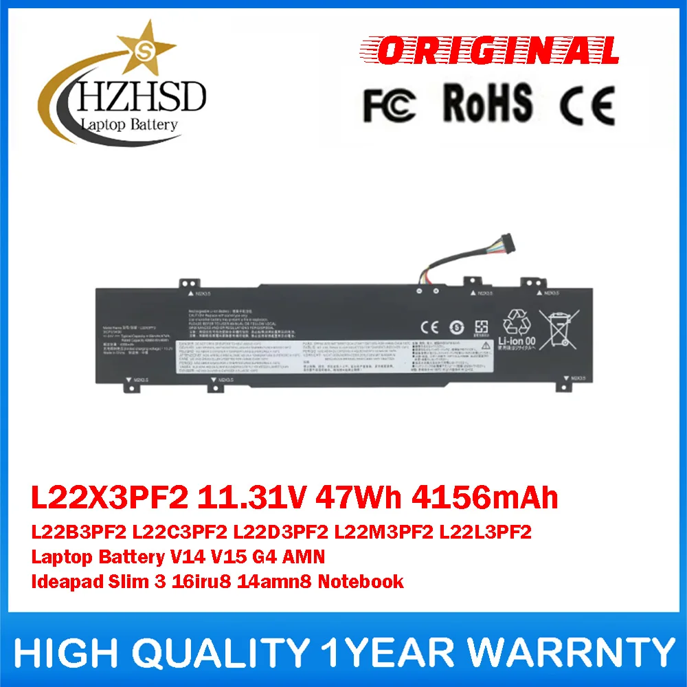 L22X3PF2 11.31V 47Wh L22B3PF2\C3PF2\D3PF2\M3PF2\L3PF2 Genuine Original Laptop Battery For Lenovo V14 V15 G4 AMN Ideapad Slim 3
L22X3PF2 11.31V 47Wh L22B3PF2\C3PF2\D3PF2\M3PF2\L3PF2 Genuine Original Laptop Battery For Lenovo V14 V15 G4 AMN Ideapad Slim 3