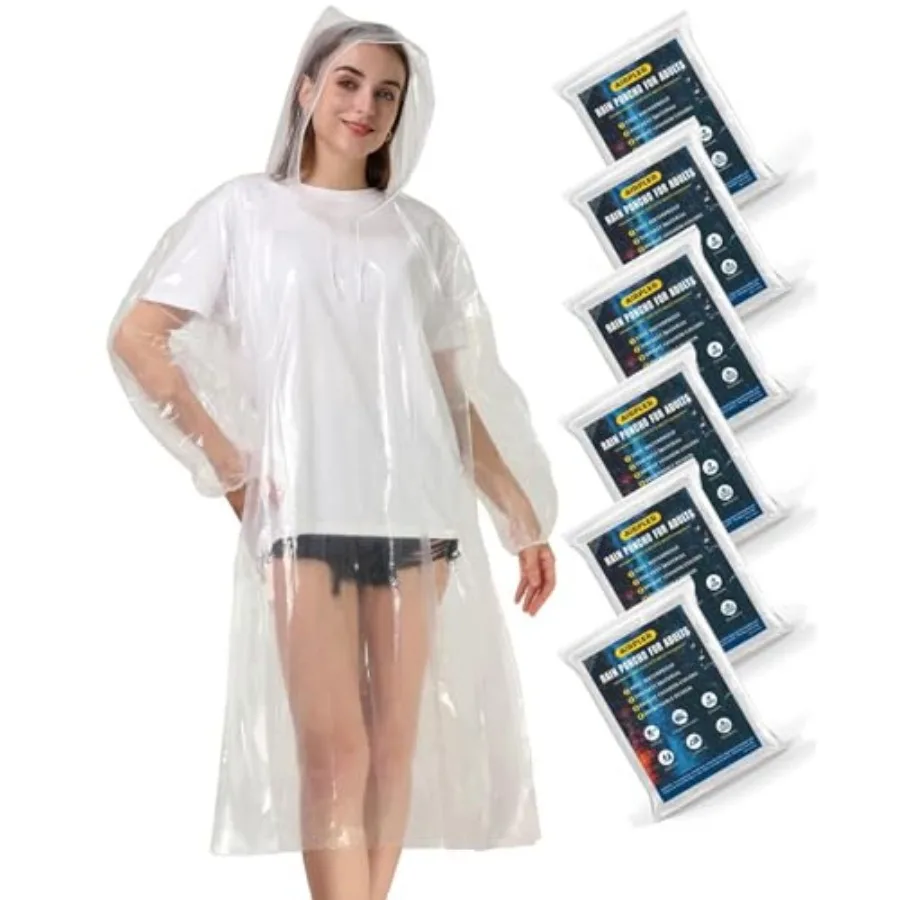 Disposable Rain Ponchos for Adults, Clear Poncho with Hood, Emergency raincoats for Hiking, Camping, Travel
Disposable Rain Ponchos for Adults, Clear Poncho with Hood, Emergency raincoats for Hiking, Camping, Travel
