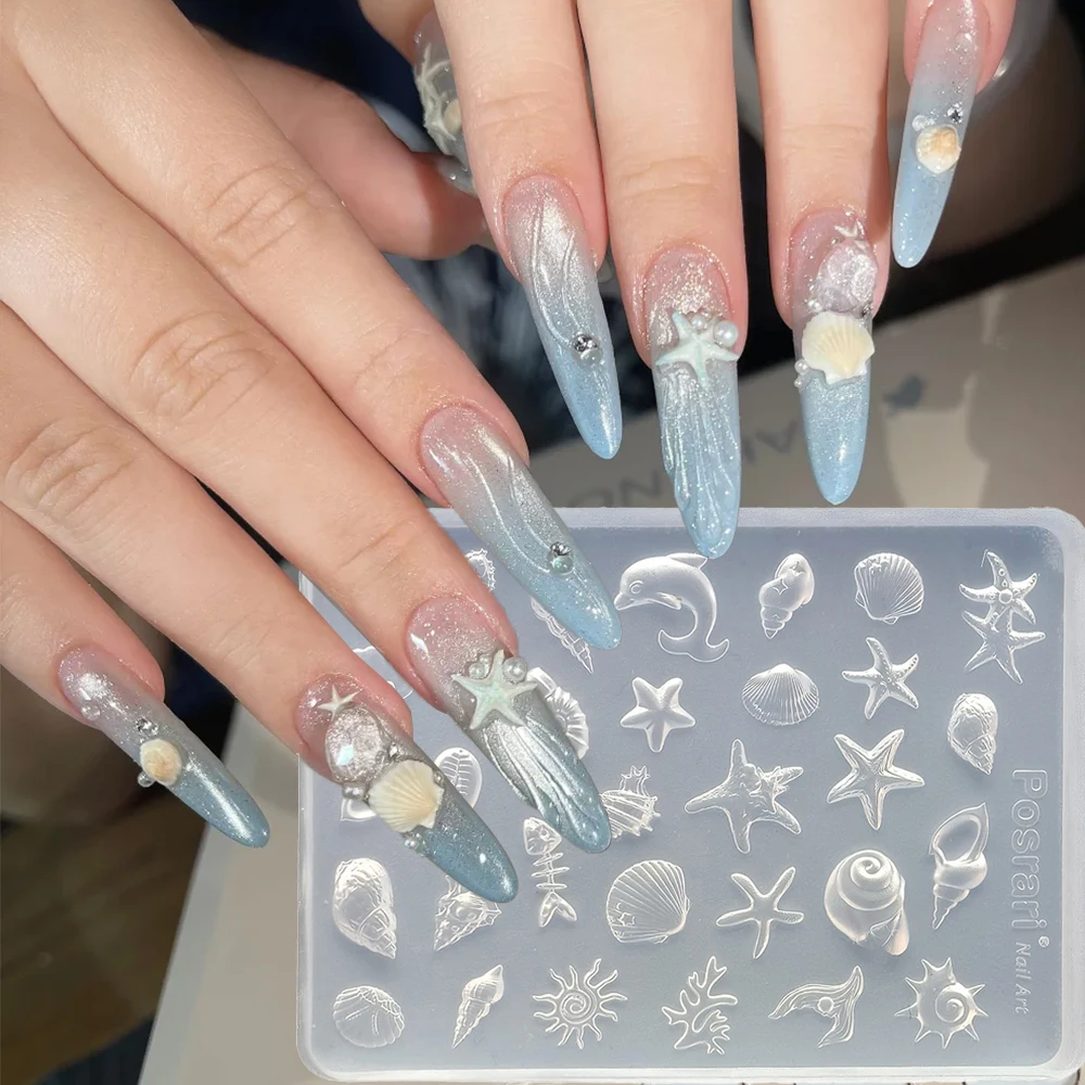 1Pcs Summer Ocean Starfish Shell Silicone Nail Art Molds 3D Acrylic Conch Marine Life Carving Nail Template for DIY Gel Stencils
1Pcs Summer Ocean Starfish Shell Silicone Nail Art Molds 3D Acrylic Conch Marine Life Carving Nail Template for DIY Gel Stencils