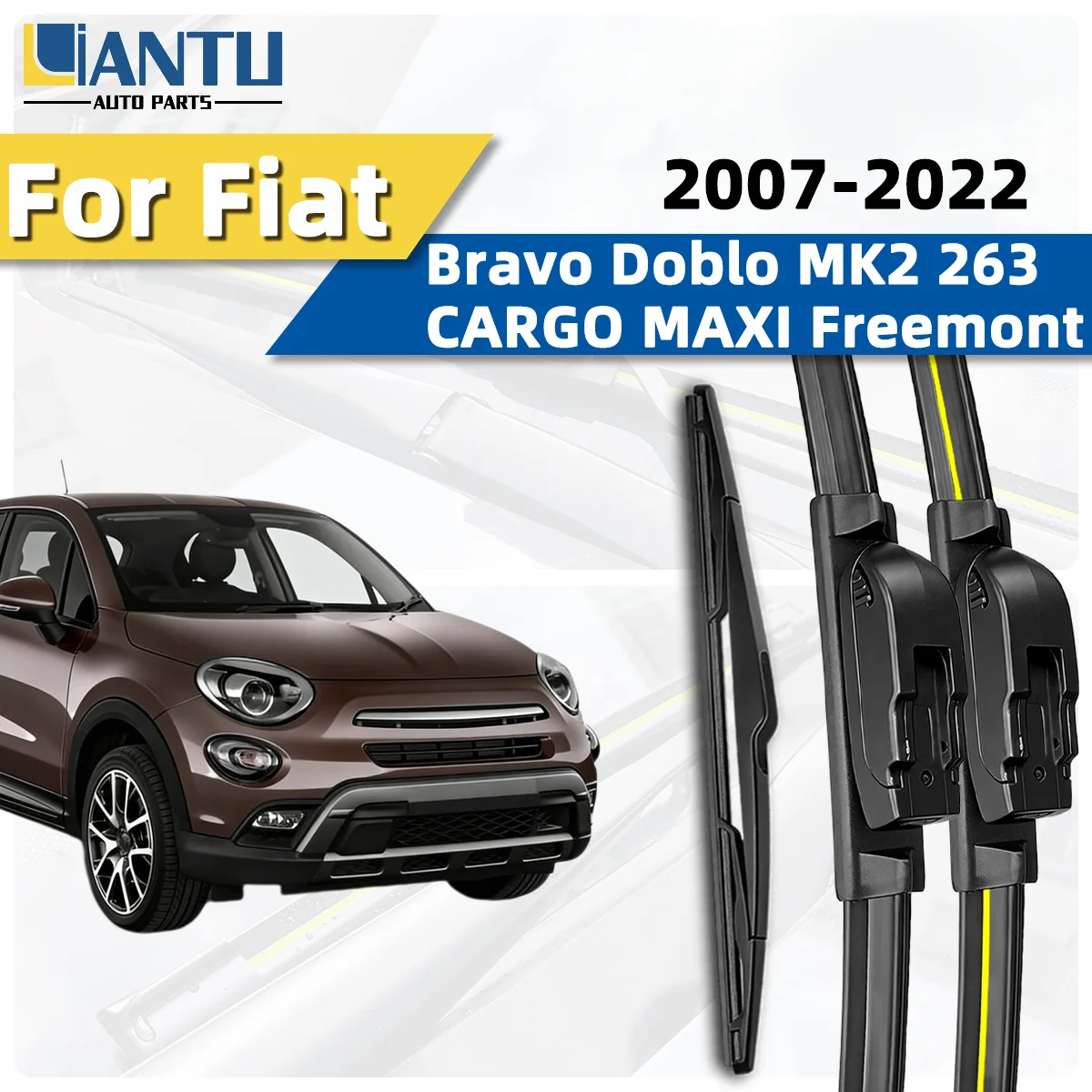 3PCS Front Rear Wiper Blades Fit For Fiat Bravo Doblo MK2 263 CARGO MAXI Freemont 2007-2022 Car Premium Quiet Streak-Free Parts
3PCS Front Rear Wiper Blades Fit For Fiat Bravo Doblo MK2 263 CARGO MAXI Freemont 2007-2022 Car Premium Quiet Streak-Free Parts