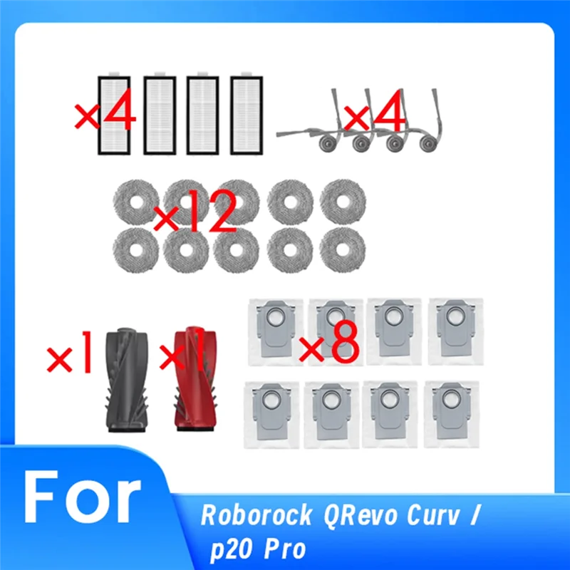 AB34-30 Pcs For Roborock Qrevo Curv / P20 Pro Sweeping Robot Main Side Brush Mop Filter Set
AB34-30 Pcs For Roborock Qrevo Curv / P20 Pro Sweeping Robot Main Side Brush Mop Filter Set