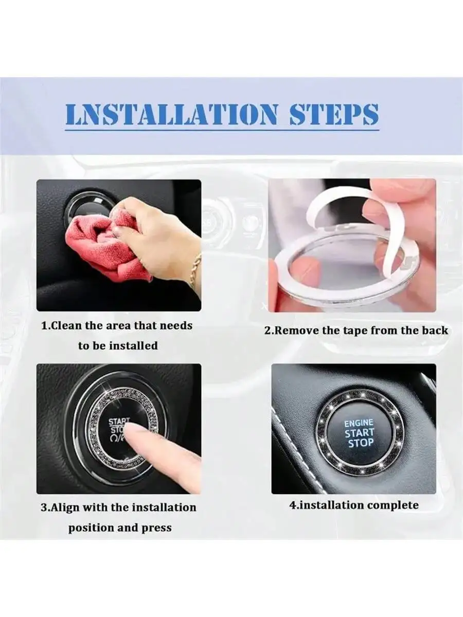 Double Row Rhinestone Car Engine Start Stop Button Decorative Ring Crystal Sparkling Interior Accessory
Double Row Rhinestone Car Engine Start Stop Button Decorative Ring Crystal Sparkling Interior Accessory