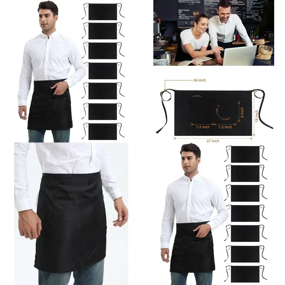 Unisex Bistro Apron with 4 Pockets, 27x18 Wait Staff Waist Apron for Men & Women
Unisex Bistro Apron with 4 Pockets, 27x18 Wait Staff Waist Apron for Men & Women
