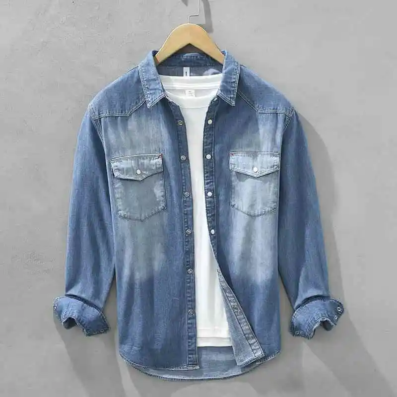 Men's Denim Shirt Jacket Long Gradient Sved Pocket Casual Fashion Resistant to Shrinkage And Crease Other Material 100%
Men's Denim Shirt Jacket Long Gradient Sved Pocket Casual Fashion Resistant to Shrinkage And Crease Other Material 100%