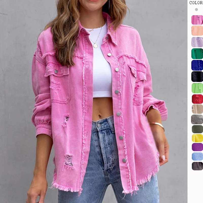 New Trendy Solid Color Raw Edge Ripped Denim Jacket Women's Autumn and Winter Temperament Casual Jacket Coat Women
New Trendy Solid Color Raw Edge Ripped Denim Jacket Women's Autumn and Winter Temperament Casual Jacket Coat Women