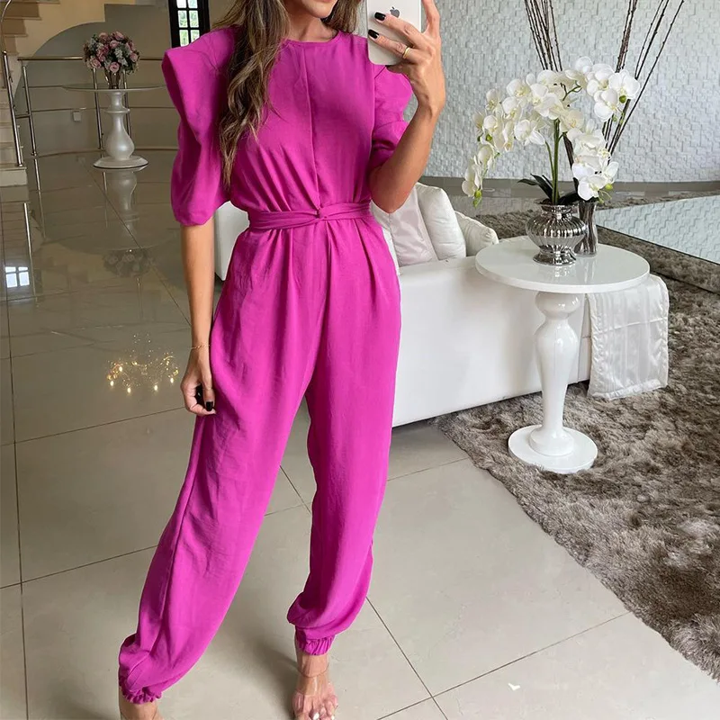 2025 Spring New Women Clothing Fashion Round Neck Half Sleeve Solid Color Long Pants One Pieces Jumpsuit Sexy Club Outfits
2025 Spring New Women Clothing Fashion Round Neck Half Sleeve Solid Color Long Pants One Pieces Jumpsuit Sexy Club Outfits