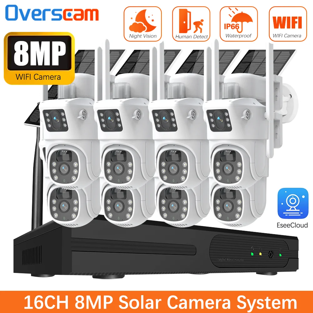 16CH 5MP EseeCloud NVR 8MP Dual Lens Wifi Surveillance Solar PTZ Camera System Two-Way Audio WiFi Outdoor Security Camera Set
16CH 5MP EseeCloud NVR 8MP Dual Lens Wifi Surveillance Solar PTZ Camera System Two-Way Audio WiFi Outdoor Security Camera Set