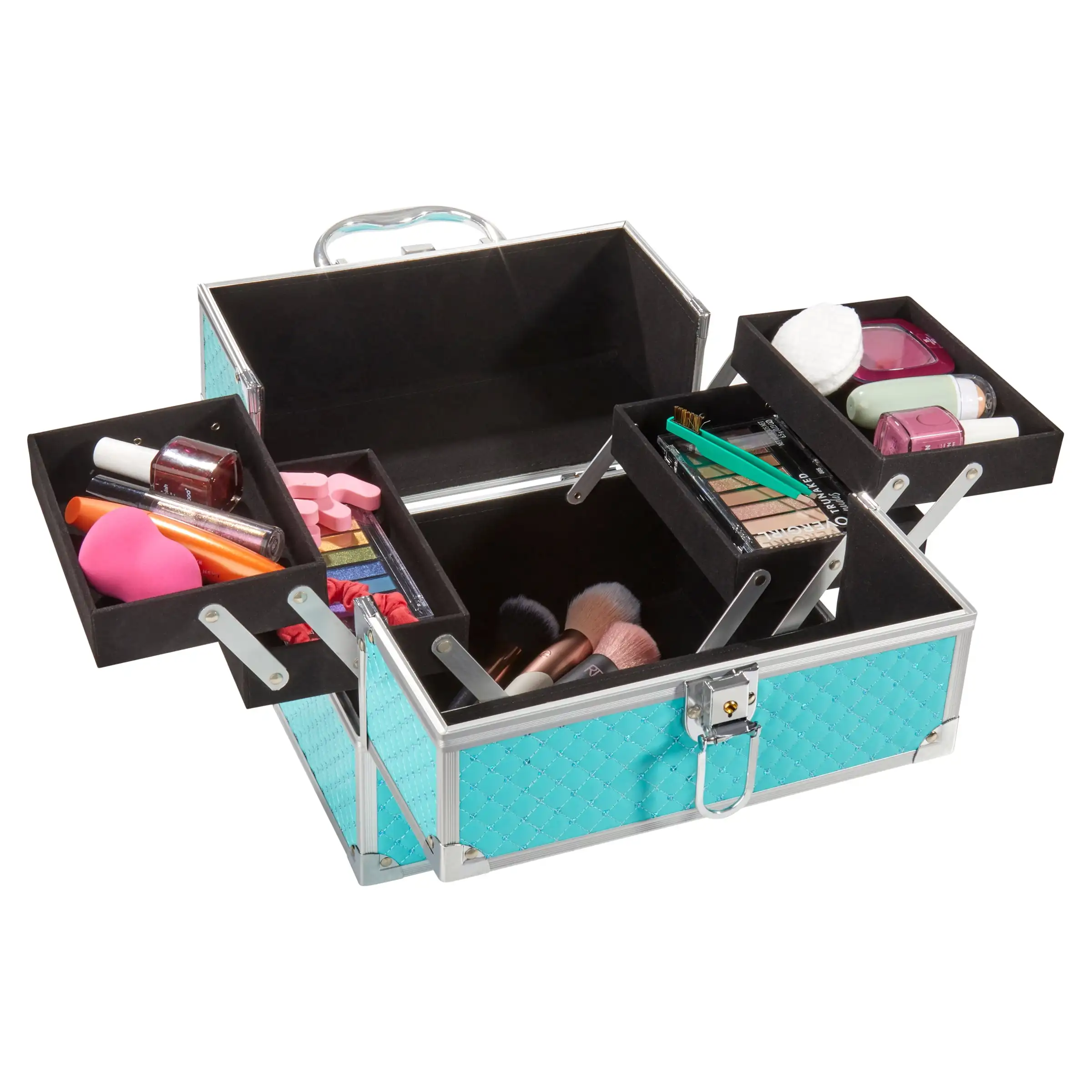 Makeup Train Case Cosmetics Organizer, Teal Color, 4 trays, 6.7" x 9.85" x 7.9"
Makeup Train Case Cosmetics Organizer, Teal Color, 4 trays, 6.7" x 9.85" x 7.9"