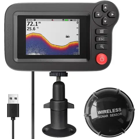 Fish Finder portatile Kayak da pesca portatile Fishfinder Fishfinder Fish Depth Finder Attrezzatura da pesca con trasduttore sonar e display LCD per