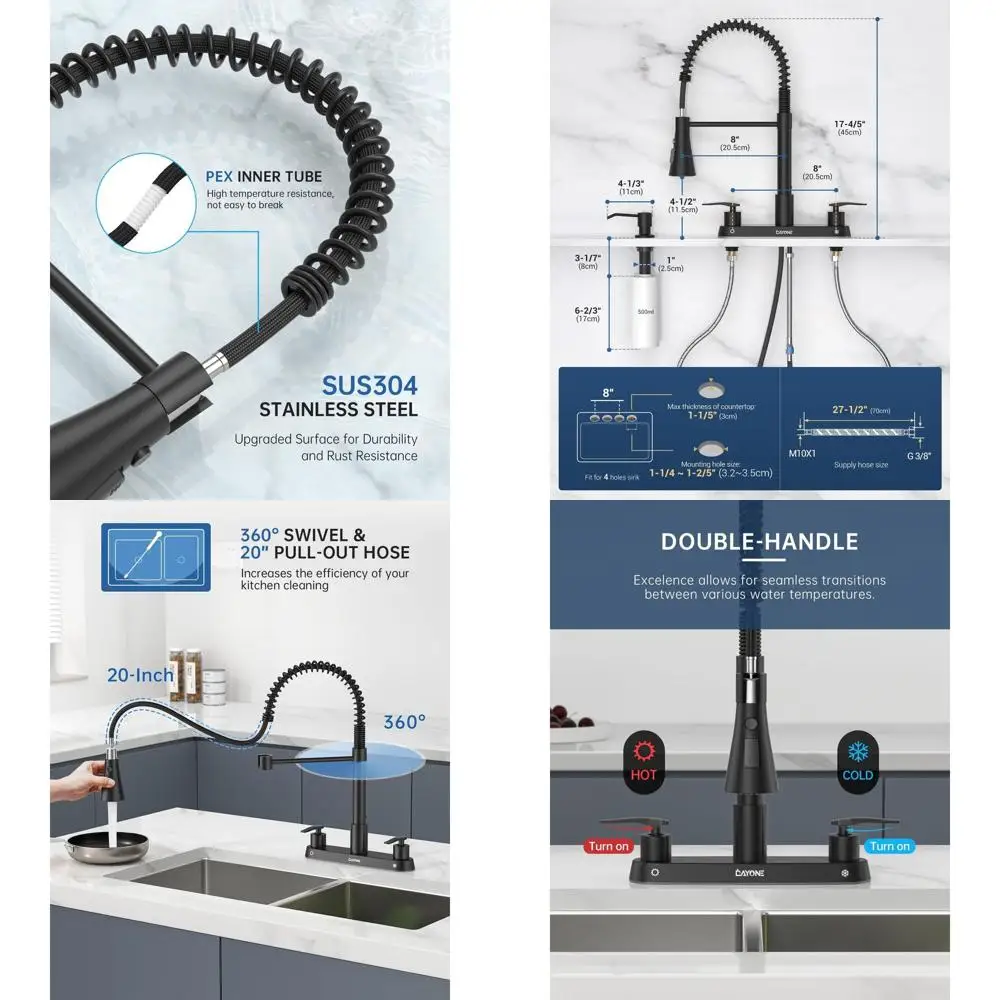 Pull-Down Sprayer Kitchen Faucet with Soap Dispenser, Matte Black High-Arc for 3/4 Hole Sinks, Ideal for Kitchen Bar and RV Use
Pull-Down Sprayer Kitchen Faucet with Soap Dispenser, Matte Black High-Arc for 3/4 Hole Sinks, Ideal for Kitchen Bar and RV Use