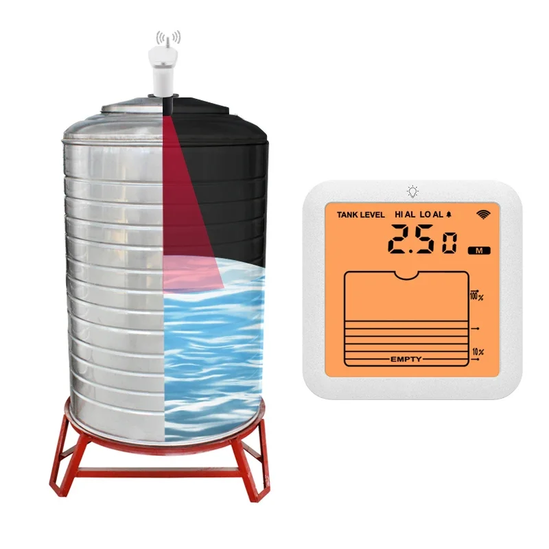 Wireless Ultrasonisc Tank Level Gauge With Temperature Sensor, Water Level Time Display, And Backlight
Wireless Ultrasonisc Tank Level Gauge With Temperature Sensor, Water Level Time Display, And Backlight