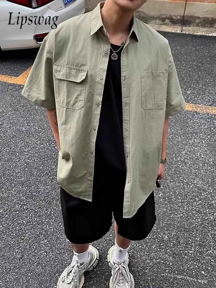 Streetwear New Fashion Mens Shirts Summer Daily Casual Solid Color Half Sleeve Shirt Men Trendy Buttoned Turn-down Collar Shirts
Streetwear New Fashion Mens Shirts Summer Daily Casual Solid Color Half Sleeve Shirt Men Trendy Buttoned Turn-down Collar Shirts