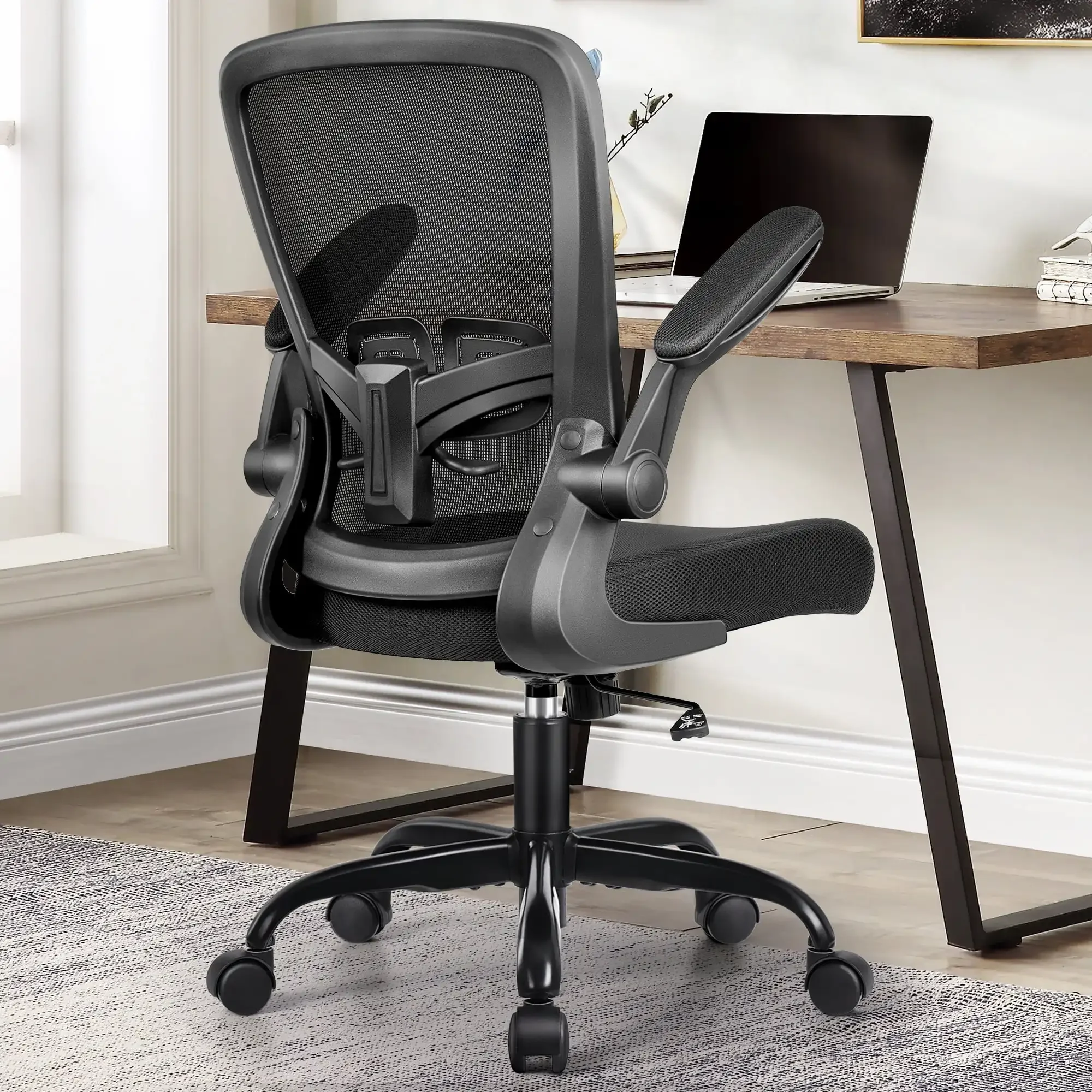 Ergonomic Office Chair, Task Chair, Comfort Desk Chair with Adjustable Lumbar Support and Flip up Arms, 300lb, Black
Ergonomic Office Chair, Task Chair, Comfort Desk Chair with Adjustable Lumbar Support and Flip up Arms, 300lb, Black