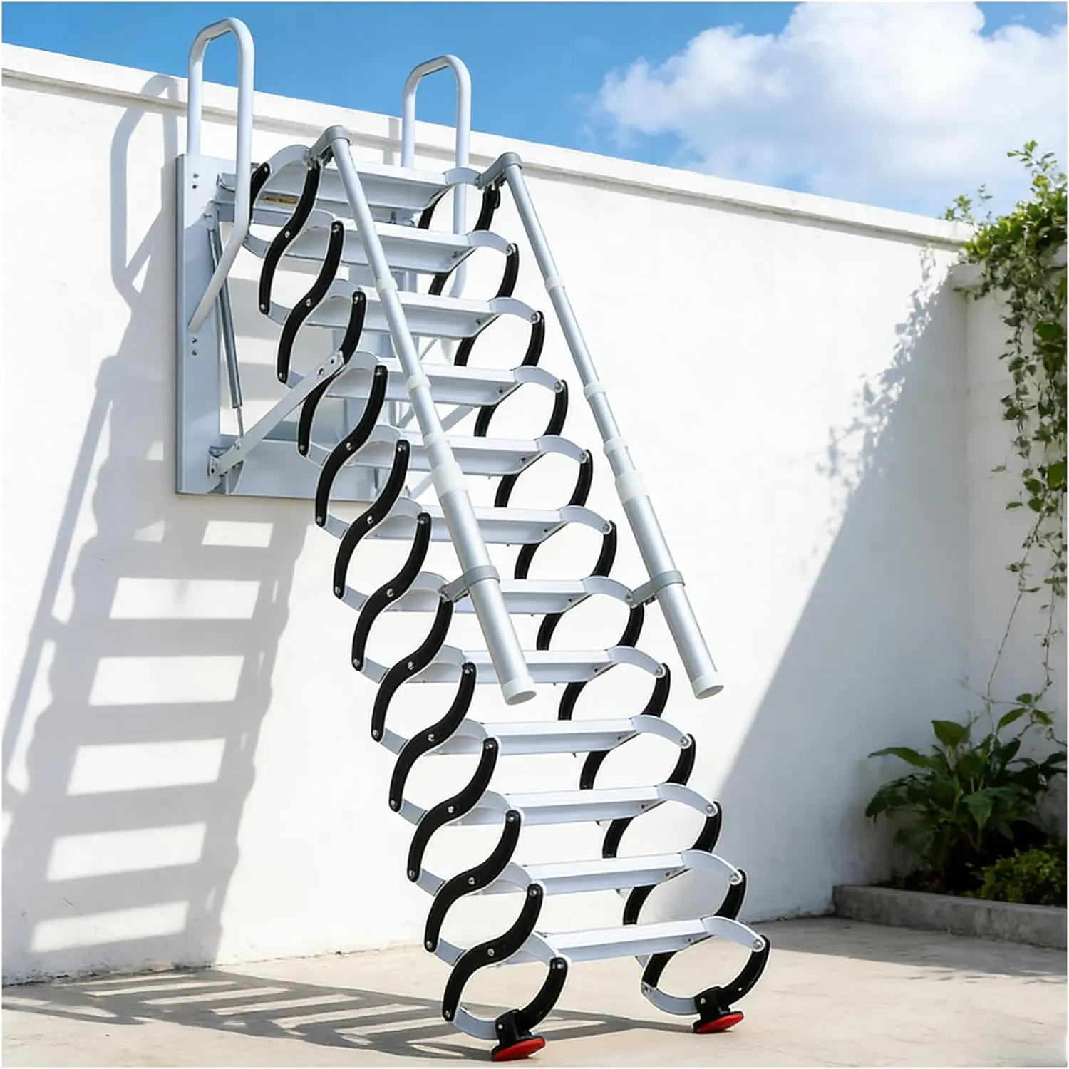 10FT Wall Mounted Attic Ladder,12 Steps Mounted Attic Ladder with Handrails,Telescoping Attic Ladder with Pull Down System, Extr
10FT Wall Mounted Attic Ladder,12 Steps Mounted Attic Ladder with Handrails,Telescoping Attic Ladder with Pull Down System, Extr