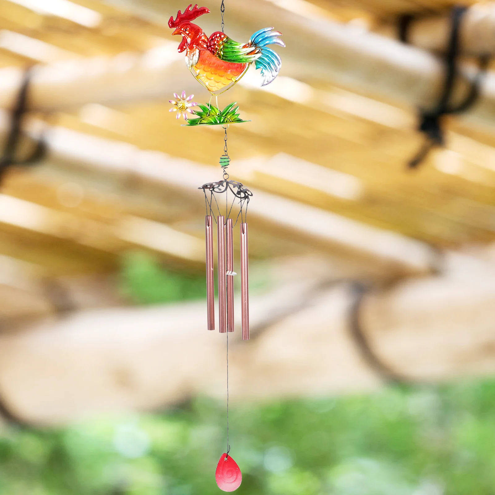 Metal Wind Chime Ornament Assorted Color Roosters The Bell Attractive Wind-bell Iron and Glass 
Metal Wind Chime Ornament Assorted Color Roosters The Bell Attractive Wind-bell Iron and Glass