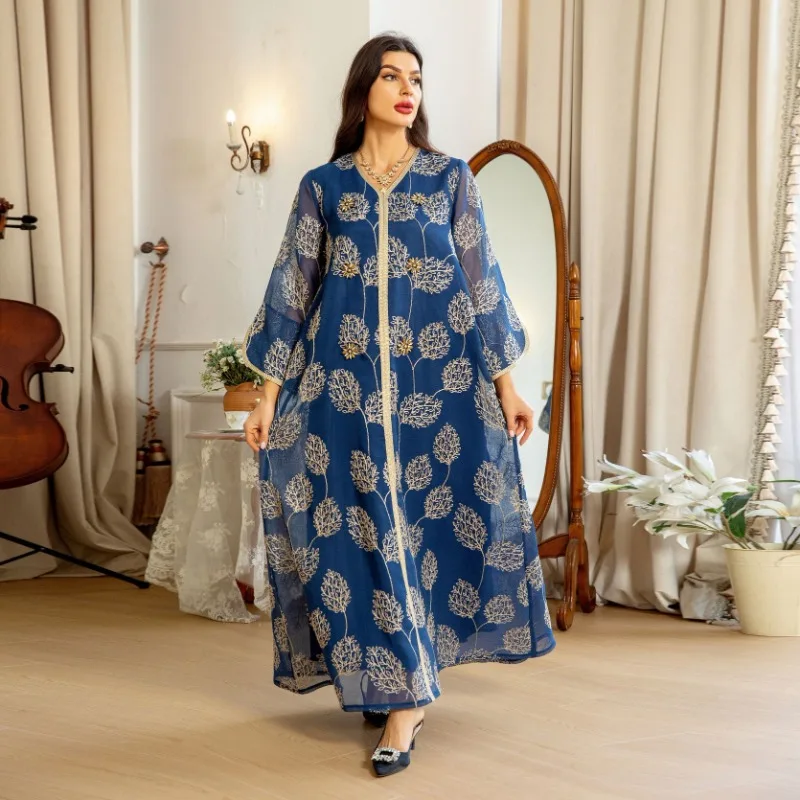 Ramadan V-Neck Abayas Muslim Clothing Women's Floral Print Long Sleeve Kaftan Dresses Femme Vestidos Casual Party Summer Dresses
Ramadan V-Neck Abayas Muslim Clothing Women's Floral Print Long Sleeve Kaftan Dresses Femme Vestidos Casual Party Summer Dresses