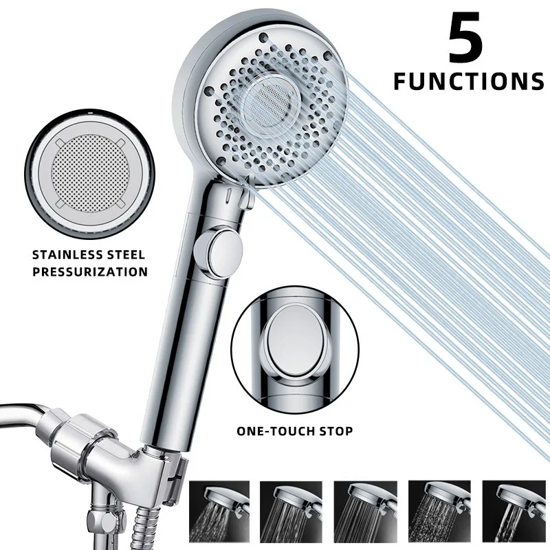 Household Stainless Steel Pressurized Micro Bubble Shower Head with 5 Functions of Filtering Spray Shower Head
Household Stainless Steel Pressurized Micro Bubble Shower Head with 5 Functions of Filtering Spray Shower Head