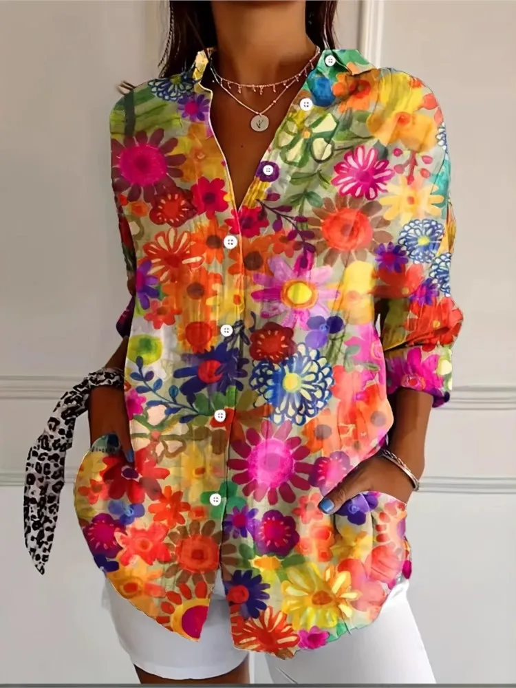 Boho Floral Print Shirt For Female Casual Long Sleeve V Neck Button Shirts Tops Women Fashion Holiday Womens Clothing Spring New
Boho Floral Print Shirt For Female Casual Long Sleeve V Neck Button Shirts Tops Women Fashion Holiday Womens Clothing Spring New