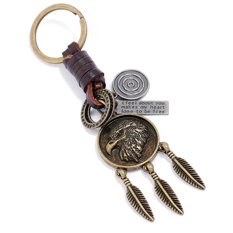 Handmade Eagle Keychain Vintage Style American Style Alloy Keychain Personalized Car Leather Keyring Hand Woven Accessories
Handmade Eagle Keychain Vintage Style American Style Alloy Keychain Personalized Car Leather Keyring Hand Woven Accessories