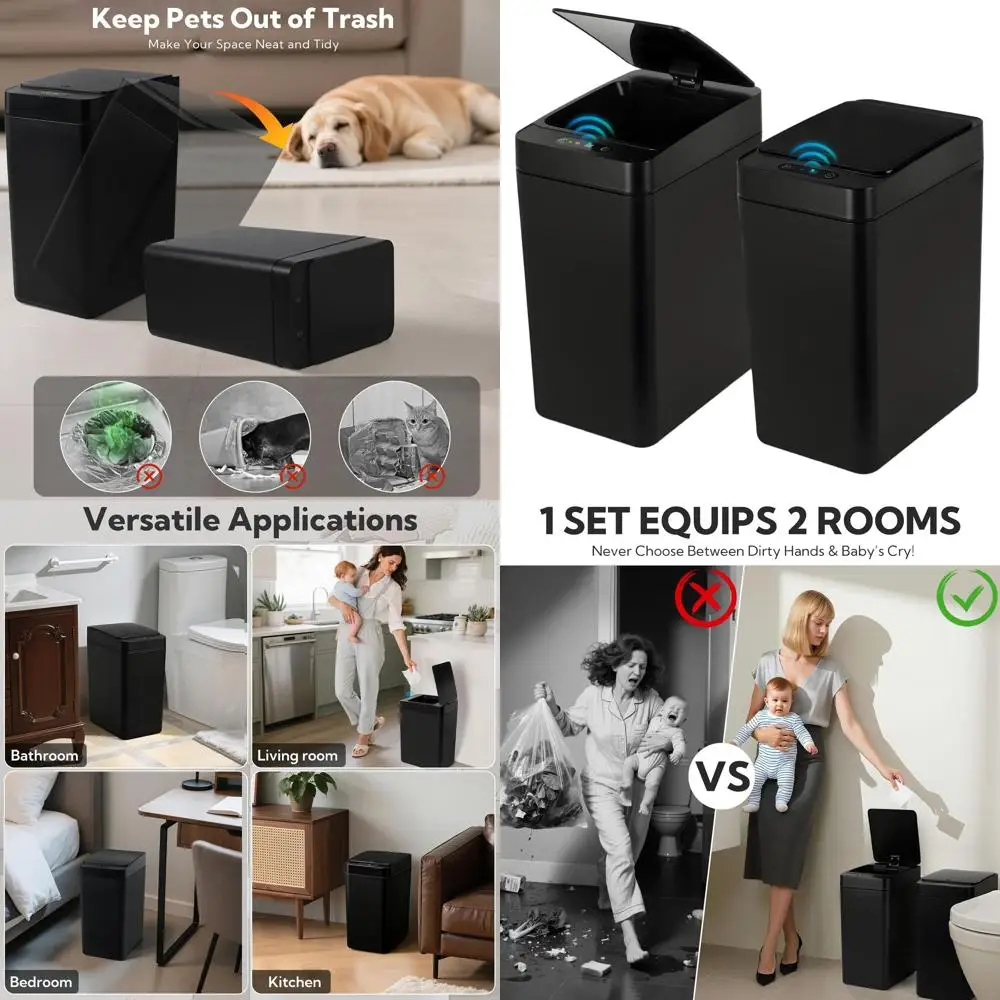 Touchless 2-Pack 2.5 Gallon Slim Trash Cans - Ideal for Home and Office (Black)
Touchless 2-Pack 2.5 Gallon Slim Trash Cans - Ideal for Home and Office (Black)