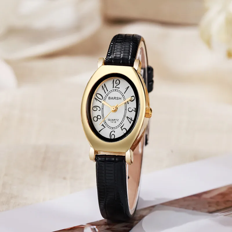 Винтажные модные часы с тонким кожаным ремешком для женщин, овальные кварцевые часы с арабскими цифрами и циферблатом, роскошные подарочные наручные часы, оптовая продажа
Винтажные модные часы с тонким кожаным ремешком для женщин, овальные кварцевые часы с арабскими цифрами и циферблатом, роскошные подарочные наручные часы, оптовая продажа