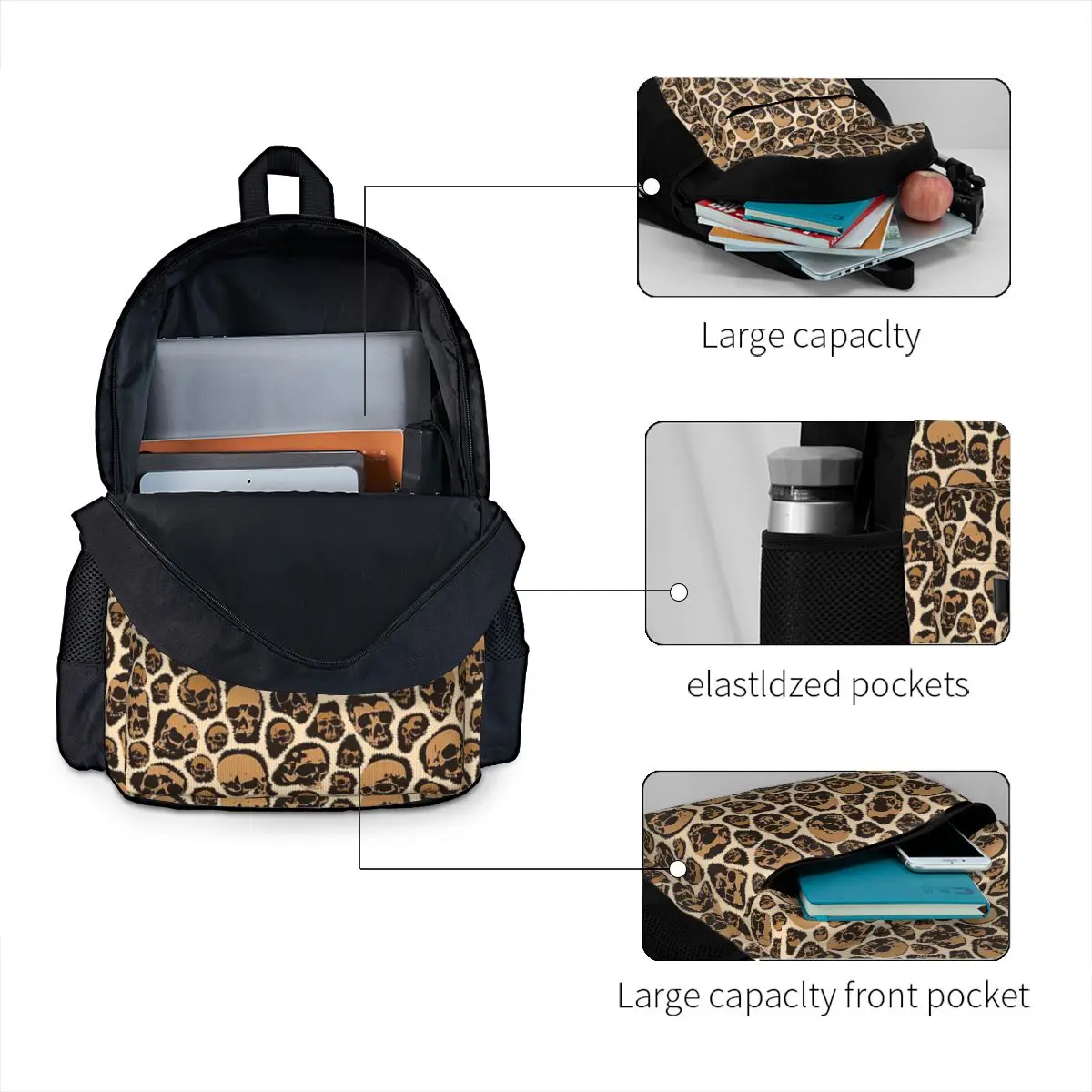 Leopard Print Cheetah Gothic Skulls Animal Fur Pattern Student Backpack School Bag for Boys Girls Fashion Bookbag Shoulder Bags
Leopard Print Cheetah Gothic Skulls Animal Fur Pattern Student Backpack School Bag for Boys Girls Fashion Bookbag Shoulder Bags
