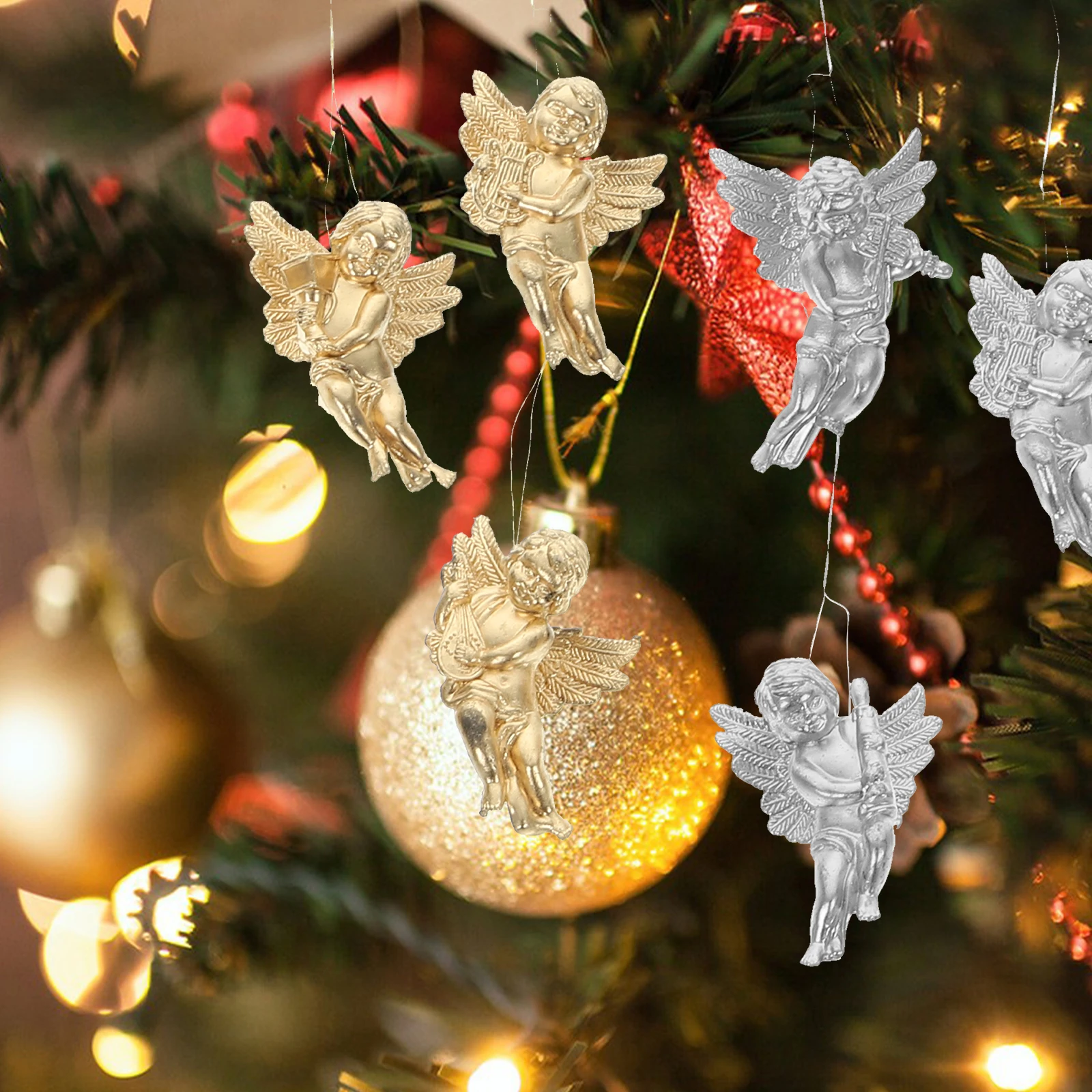 12pcs Tree Decoration Angel Pendant Xmas Hanging naments Resin Figurines Party Christmas Hanging Angels Decor Silver Gold
12pcs Tree Decoration Angel Pendant Xmas Hanging naments Resin Figurines Party Christmas Hanging Angels Decor Silver Gold