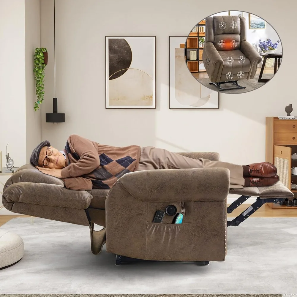 Dual Motor Lay Flat Lift Chairs Recliners for Elderly w/Massage and Heat, Breathable Leather Infinite Position Large Sleeping
Dual Motor Lay Flat Lift Chairs Recliners for Elderly w/Massage and Heat, Breathable Leather Infinite Position Large Sleeping