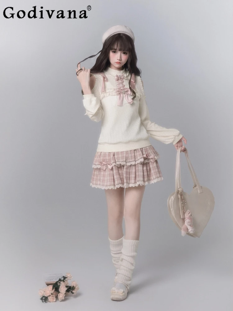 Japanese College Style Student Skirt Set Spring and Autumn New 2026 Sweet Girls Off-the-shoulder Sweater Plaid Skirt 2-piece Set
Japanese College Style Student Skirt Set Spring and Autumn New 2026 Sweet Girls Off-the-shoulder Sweater Plaid Skirt 2-piece Set