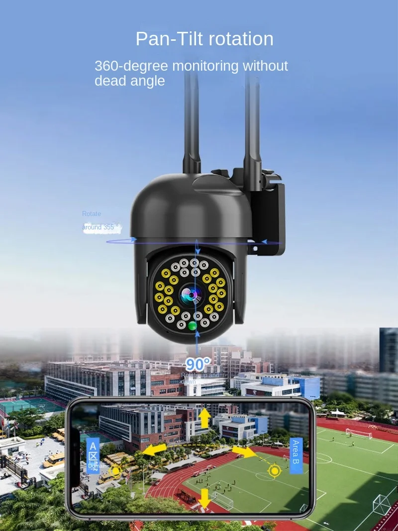 Wireless HD Network Wifi Camera 8 Lights Full Color Night Vision Outdoor Waterproof Ball Machine Remote Mobile Phone Monitoring
Wireless HD Network Wifi Camera 8 Lights Full Color Night Vision Outdoor Waterproof Ball Machine Remote Mobile Phone Monitoring