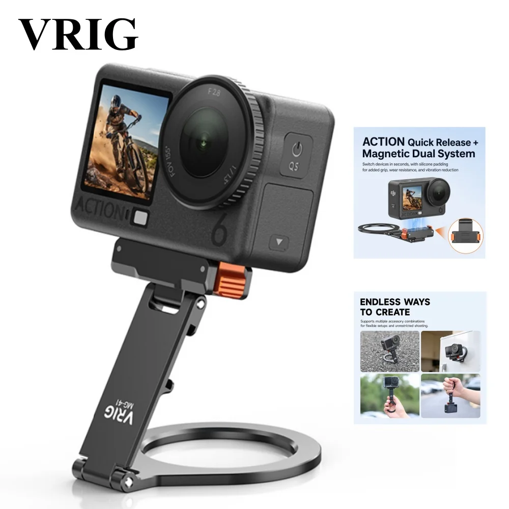 VRIG MG-41 2in1 Magnetic Phone Holder for DJI Action 6/5 Pro/4 Nano Expansion Frame Dual Mount for Live Streaming Action Camera
VRIG MG-41 2in1 Magnetic Phone Holder for DJI Action 6/5 Pro/4 Nano Expansion Frame Dual Mount for Live Streaming Action Camera