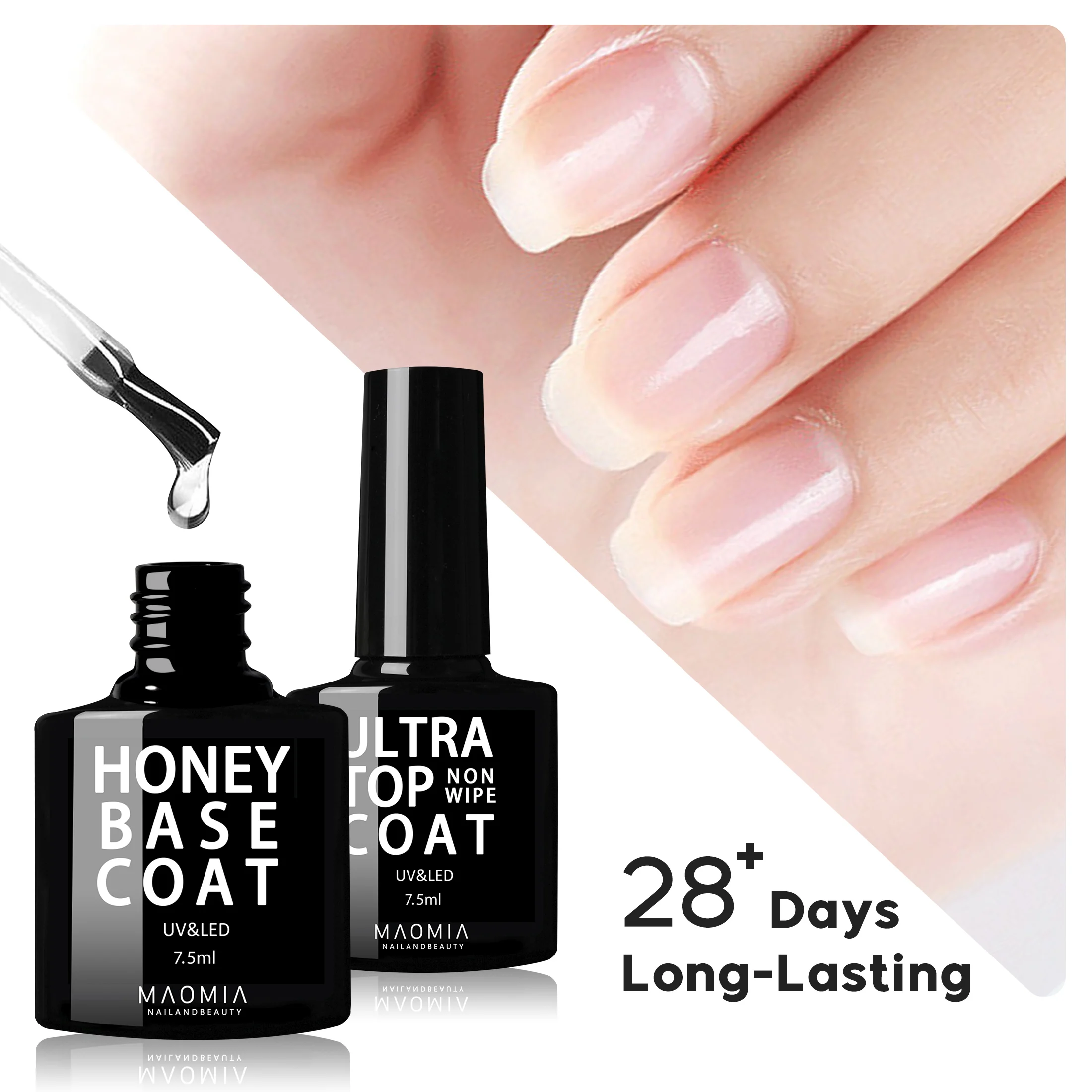 2pcs 7.5ml Top Coat Soak Off UV LED Gel Nail Polish Maomia Base coat Non wipe Top coat set Base Cosmetics Nail Art Manicure Nail
2pcs 7.5ml Top Coat Soak Off UV LED Gel Nail Polish Maomia Base coat Non wipe Top coat set Base Cosmetics Nail Art Manicure Nail