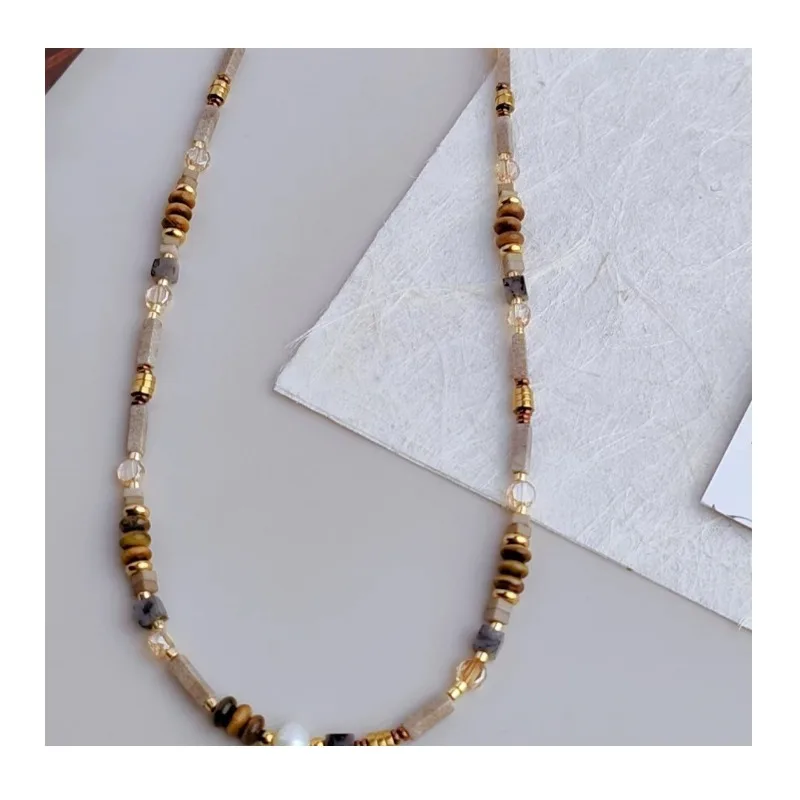 Retro Niche Tiger's Eye Stone Maillard Beaded Necklace Does Not Fade Sweater Chain Jewelry Women's High-end Sense Versatile
Retro Niche Tiger's Eye Stone Maillard Beaded Necklace Does Not Fade Sweater Chain Jewelry Women's High-end Sense Versatile