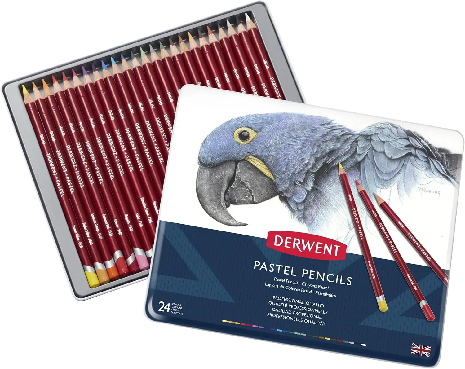 Pastel Pencils, 24 Colors, Soft & Blendable, 4mm Core, Metal Tin
Pastel Pencils, 24 Colors, Soft & Blendable, 4mm Core, Metal Tin