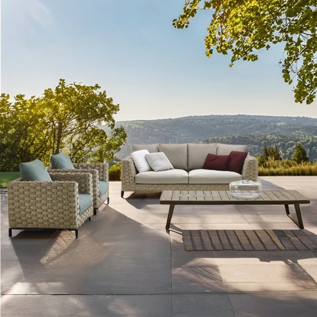 Outdoor Waterproof Rattan Sofa Villa Leisure Sectional Sofa Chaise Lounge Combination Furniture Rope Garden Sets
Outdoor Waterproof Rattan Sofa Villa Leisure Sectional Sofa Chaise Lounge Combination Furniture Rope Garden Sets